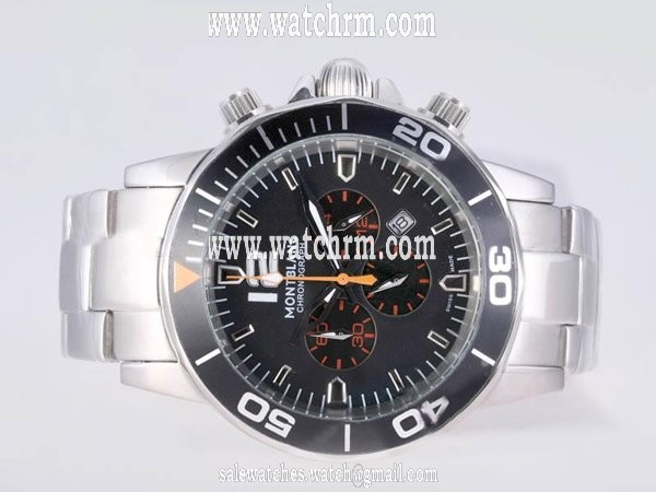 Montblanc Sport Chronograph 104659 Round Quartz Chronograph Black Dial Watch