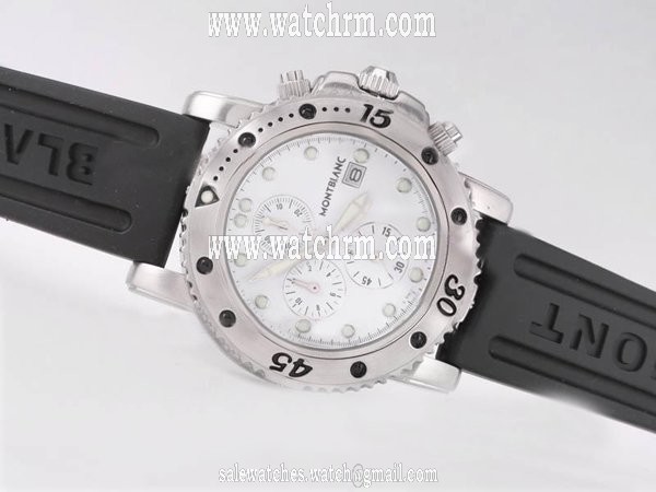 Montblanc Sport Chronograph 35777 Black Rubber Strap White Dial Round Watch