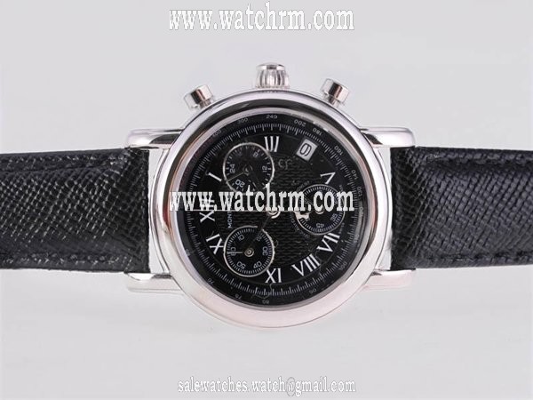 Montblanc Sport Chronograph 36038 Midsize Black Crocodile Leather Strap Round Watch