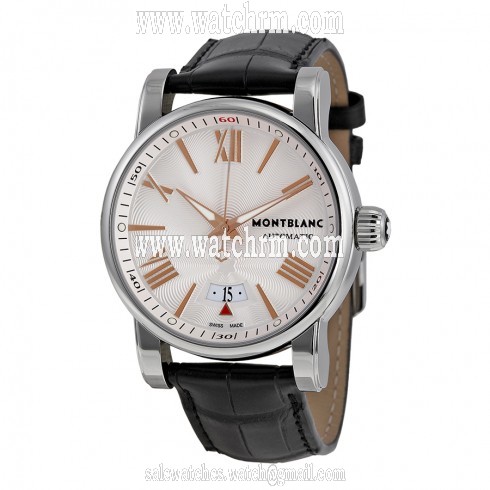 Montblanc Star 4810 Automatic Silver Guilloche Dial Black Leather Men's Watch 105858