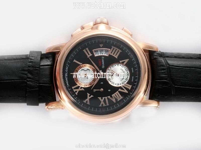 Montblanc Star Automatic 09632 Quartz Chronograph Round Black Dial Watch