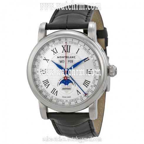 Montblanc Star Automatic White Dial Black Leather Men's Watch 110703