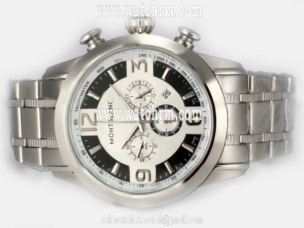 Montblanc Star Chronograph 09669 White Stainless Steel Strap 43mm Mens Watch