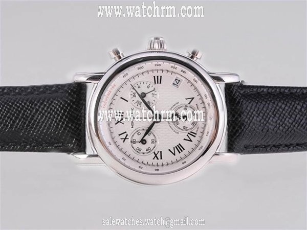 Montblanc Star Chronograph 36038 Stainless Steel Bezel White Dial Watch