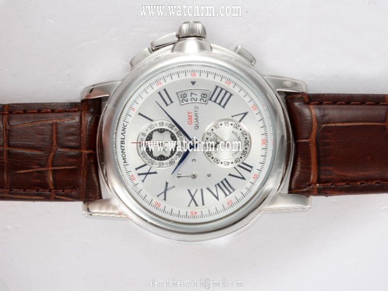 Montblanc Star Chronograph GMT 09632 43mm White Dial Stainless Steel Case Watch