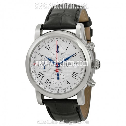 Montblanc Star Chronograph Silver Dial Black Leather Men's Watch 110704