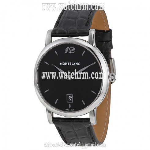Montblanc Star Classique Black Dial Black Leather Men's Watch 108769