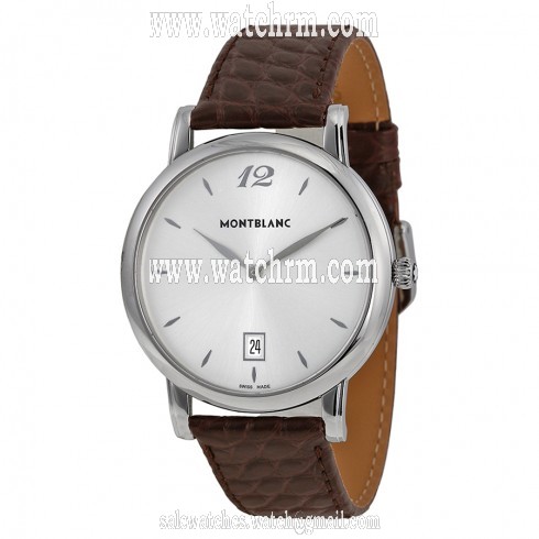 Montblanc Star Classique Date Stainless Steel Brown Leather Men's Watch 108770