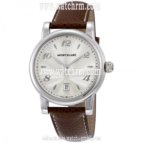 Montblanc Star Date Silver Dial Brown Leather Men's Watch 108762