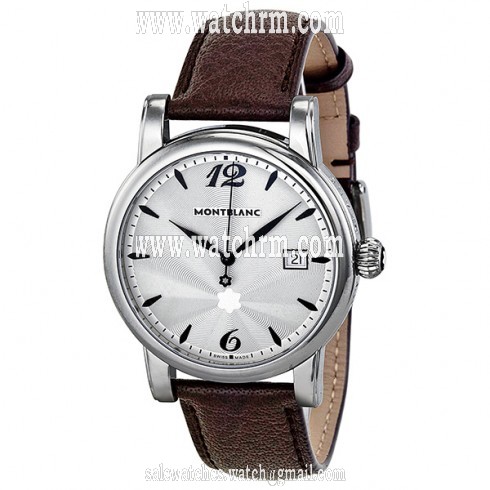 Montblanc Star Date Silver Dial Brown Leather Men's Watch 105894