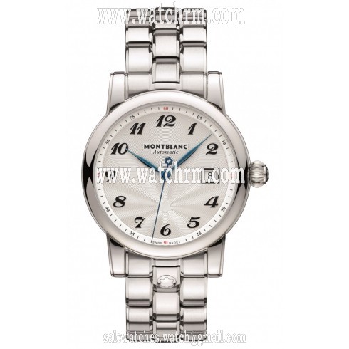 Montblanc Star Date Silvery White Guilloche Dial Stainless Steel Automatic Men's Watch 107316