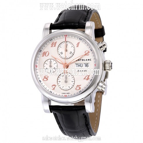 Montblanc Star Traditional Chronograph Automatic Silver Dial Black Leather Men's Watch 113847