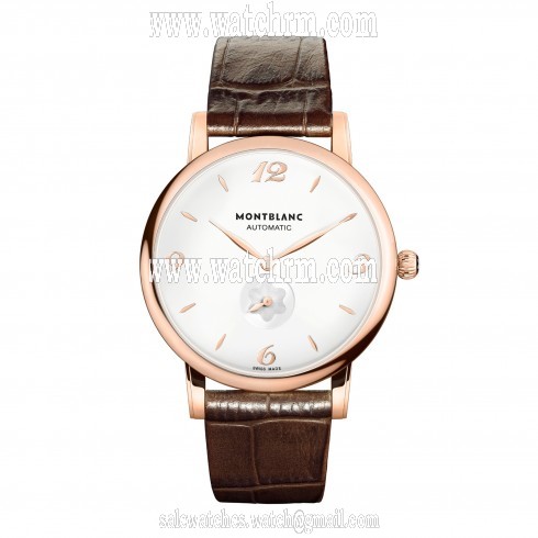 MontBlanc Star White Dial 18 Carat Rose Gold Automatic Men's Watch 107076