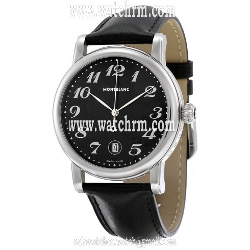 Montblanc Star XL Black Dial Black Leather Men's Watch 102136