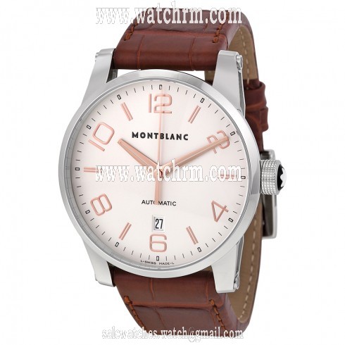 Montblanc Timewalker Automatic Silver Dial Brown Leather Men's Watch 101550