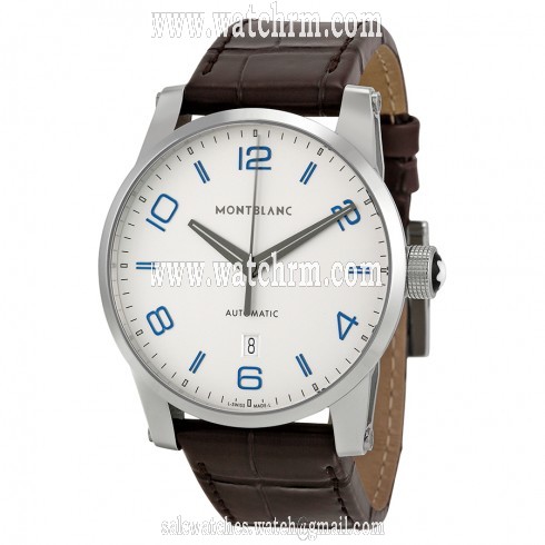 Montblanc TimeWalker Automatic Silver Dial Brown Leather Mnes Watch 110338