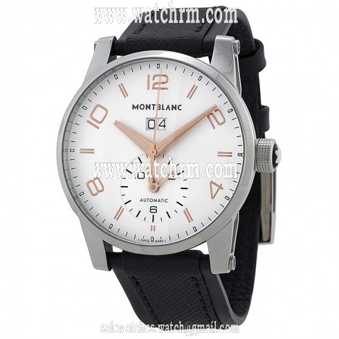 Montblanc Timewalker Automatic White Dial Black Leather Men's Watch 110579