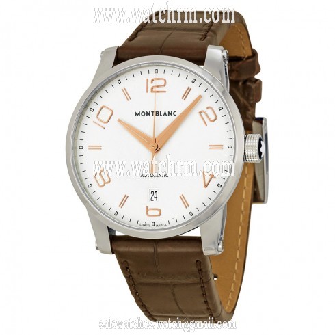 Montblanc Timewalker Automatic White Dial Brown Leather Men's Watch 110340