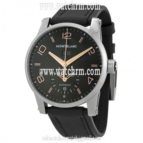 Montblanc Timewalker Black Dial Black Leather Automatic Watch 110465