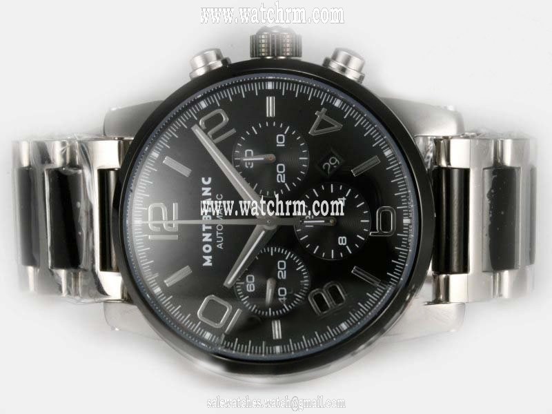Montblanc Timewalker Chronograph 09668 Black Dial PVD Bezel Automatic Watch