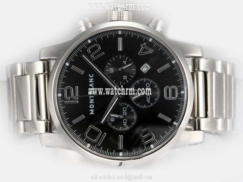 Montblanc Timewalker Chronograph 09668 Mens Silver Stainless Steel Strap Watch