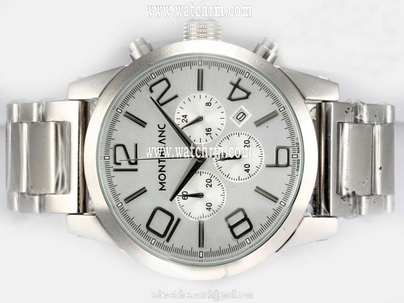 Montblanc Timewalker Chronograph 09669 Mens White Stainless Steel Strap Round Watch