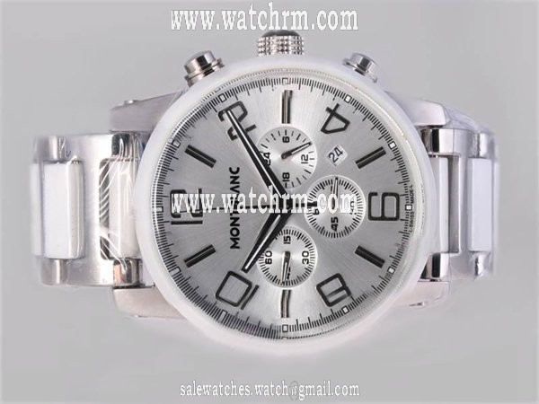 Montblanc Timewalker Chronograph 09669 Silver Stainless Steel Strap Midsize 43mm Watch
