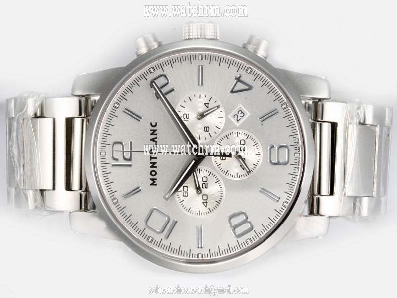 Montblanc Timewalker Chronograph 09669 White Dial Stainless Steel Bezel Watch