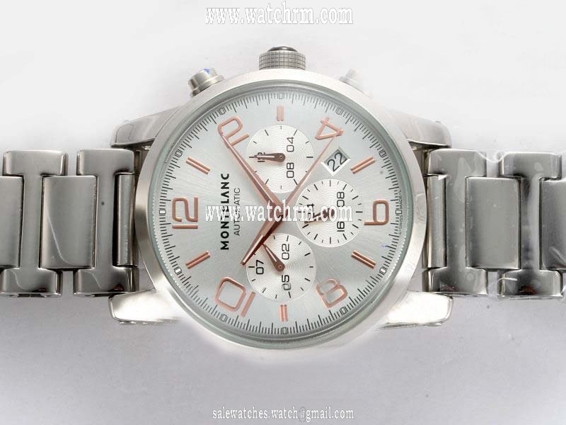 Montblanc Timewalker Chronograph 09671 White Dial Round Automatic Watch