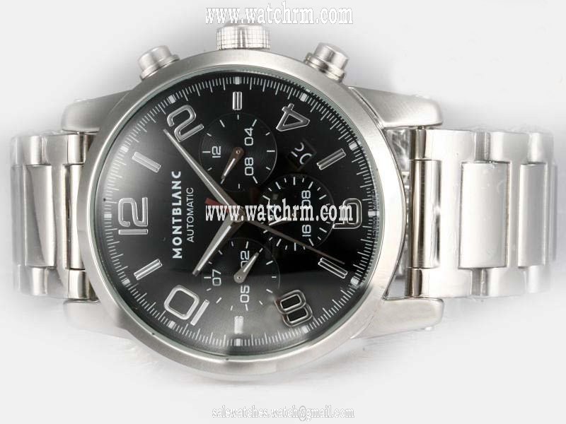 Montblanc Timewalker Chronograph 9668 43mm White Stainless Steel Strap Black Dial Watch