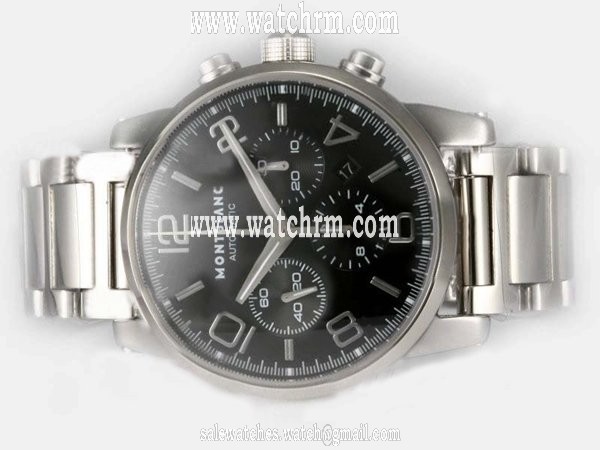 Montblanc Timewalker Chronograph 9668 Mens White Stainless Steel Strap 43mm Watch