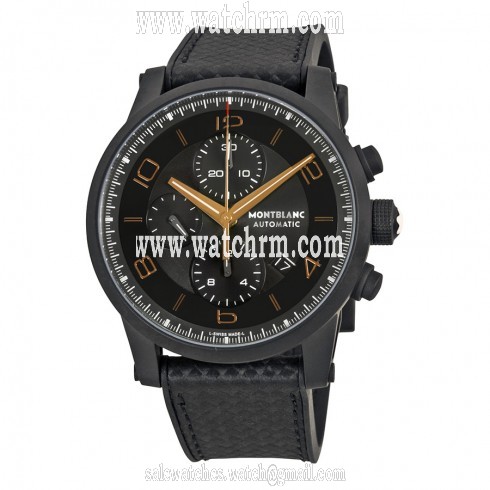Montblanc Timewalker Chronograph Black and Grey Dial Black Leather Men's Watch 111684