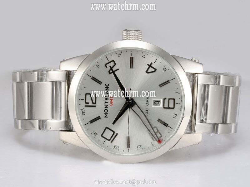 Montblanc Timewalker GMT 36064 Silver Stainless Steel Strap White Dial Round Watch