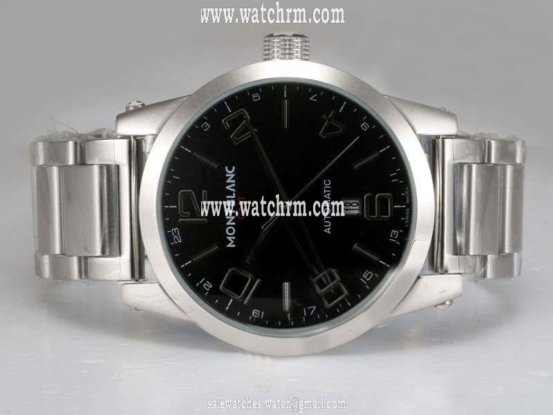Montblanc Timewalker GMT 36064 Stainless Steel Bezel Stainless Steel Case Black Dial Watch