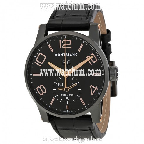 Montblanc Timewalker GMT Black Dial Automatic Black Alligator Leather Men's Watch 106066