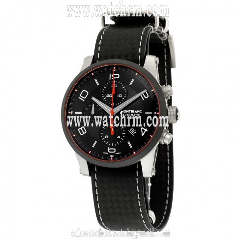 Montblanc Timewalker Urban Speed Chronograph Automatic Black Dial Black Leather Men's Watch 113827