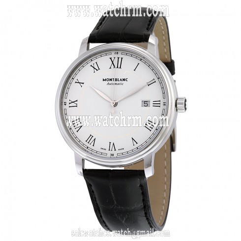 Montblanc Tradition Automatic White Dial Black Leather Men's Watch 112609