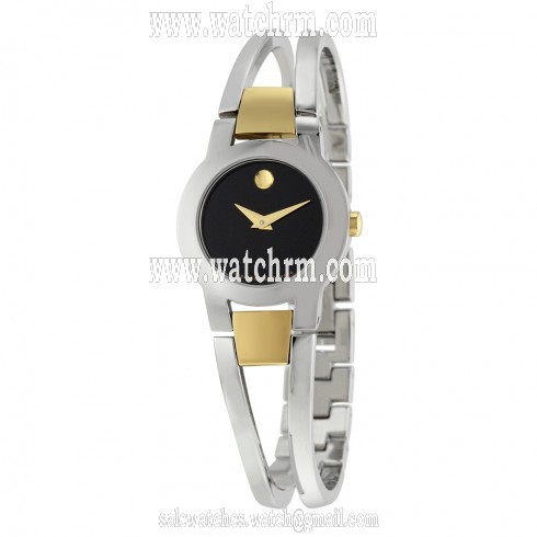 Movado Amorosa Black Dial Stainless Steel Ladies Watch 0606893