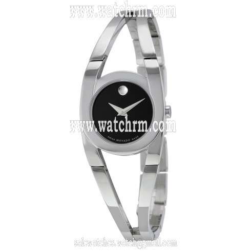 Movado Amorosa Stainless Steel Black Dial Ladies Watch 0606394