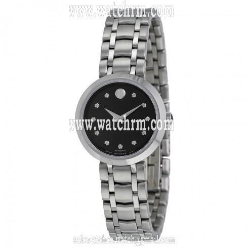 Movado Automatic Black Dial Stainless Steel Ladies Watch 0606919