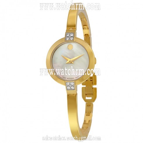 Movado Bela Mother of Pearl Diamond Gold PVD Stainless Steel Ladies Watch 0607000
