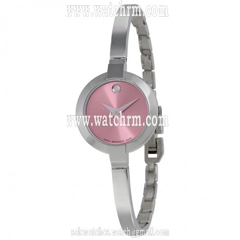 Movado Bela Pink Dial Stainless Steel Bangle Ladies Watch 0606596
