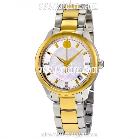 Movado Bellina Silver-toned Metallic White Mother Of Pearl With Diamonds Dial Ladies Watch 0606979