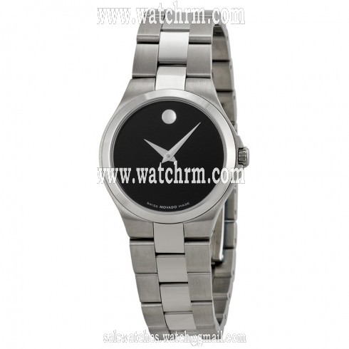 Movado Black Dial Stainless Steel Ladies Watch 0606558