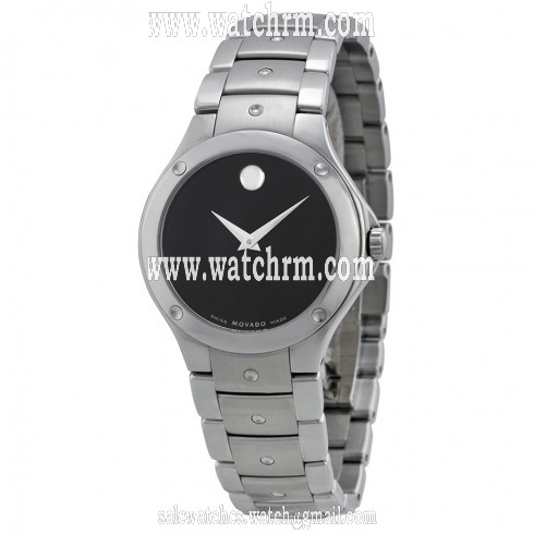 Movado Black Dial Stainless Steel Ladies Watch 606655