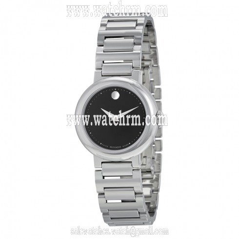 Movado Black Dial Stainless Steel Watch 0606795