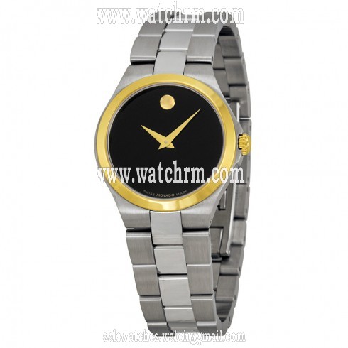 Movado Black Dial Two-Tone Stainless Steel Ladies Watch 0606560