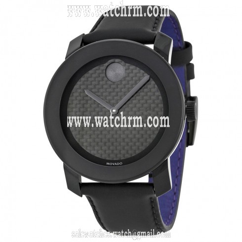 Movado Bold Black Dial Black Coated Leather Strap Men's Watch 3600170