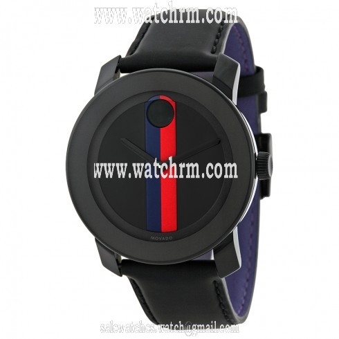 Movado Bold Black Dial Black Leather Strap Unisex Watch 3600224
