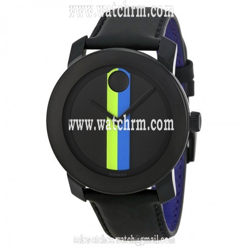 Movado Bold Black Dial Black Leather Unisex Watch 3600225